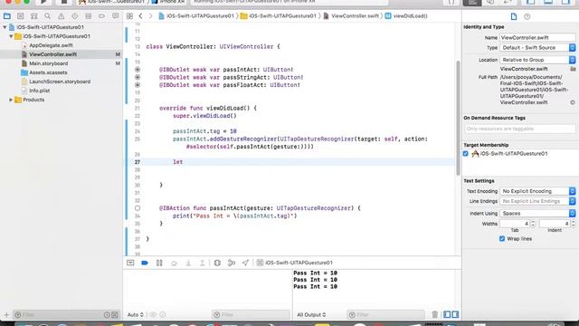 IOS , Swift, Tutorial - UITapGestureRecognizer pass parameter (String, Int, Float, ..) смотреть онлайн