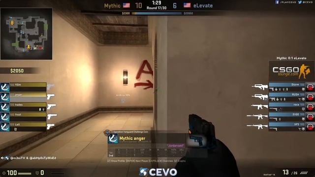 eLevate vs Mythic (CEVO-P CS:GO Season 6 playoffs) - Map 2 on de_mirage смотреть онлайн