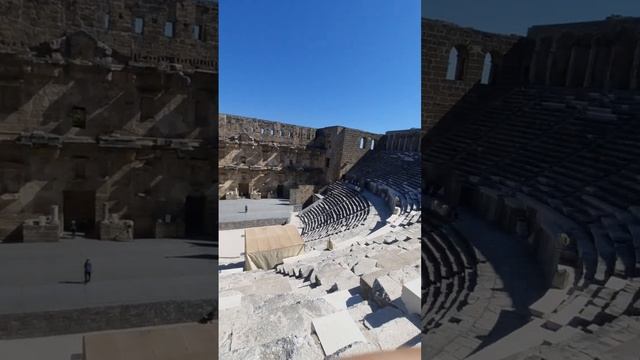 Antalya, Aspendos tiyatrosu, yukaridan goruntusu смотреть онлайн