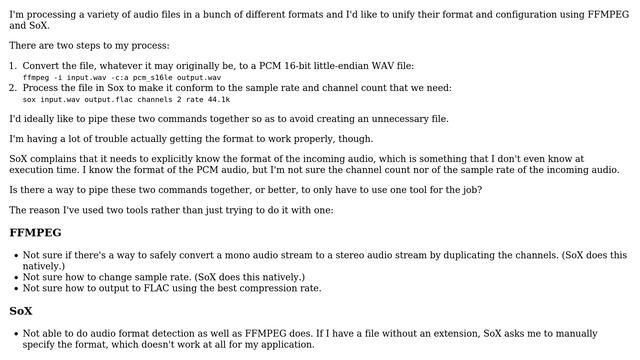 Unix & Linux: Piping Sox and FFMPEG together смотреть онлайн