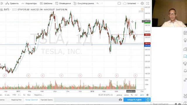 Overview Of The Shares Of Companies Tesla, PM, Currency- USD, 03.08.2018
