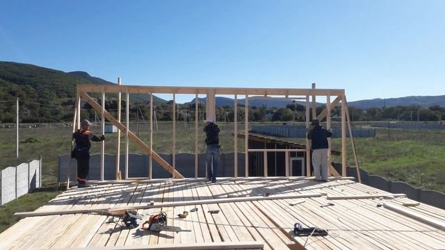 Подъём первой каркасной стены второго этажа смотреть онлайн