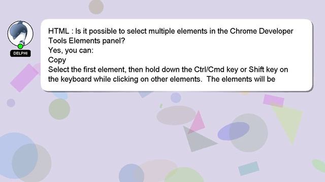 HTML : Is it possible to select multiple elements in the Chrome Developer Tools Elements panel? смотреть онлайн