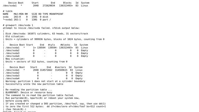 BLKRRPART: Device or resource busy, scale up EBS root volume failed using growpart on AWS смотреть онлайн