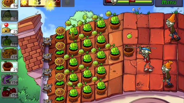 2- й уровень крыши в PvZ