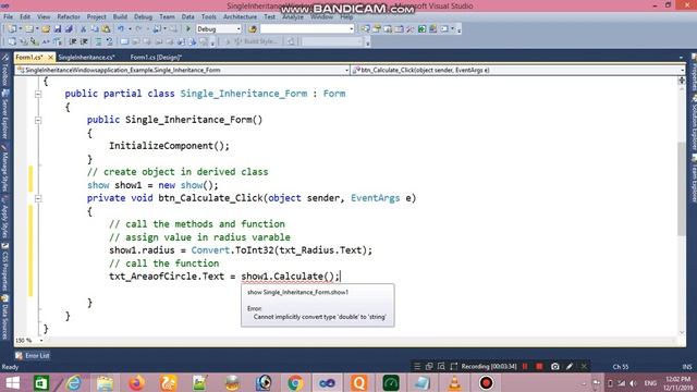 Part 2 Single Inheritance use in windows application in C# смотреть онлайн