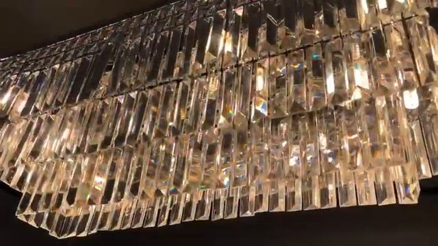 Crystal Fall Long Chandelier / Clear Crystal Chandelier