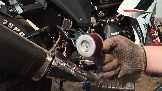 Замена масла и масляного фильтра  Omaks Motrac R11 JJ250 170mm Honda Ax-1 Irbis Z1