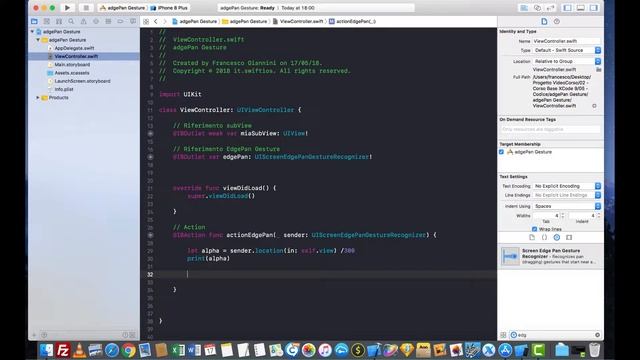 92 - EdgePan Gesture - IOS 12 e Xcode 10 | Italiano смотреть онлайн