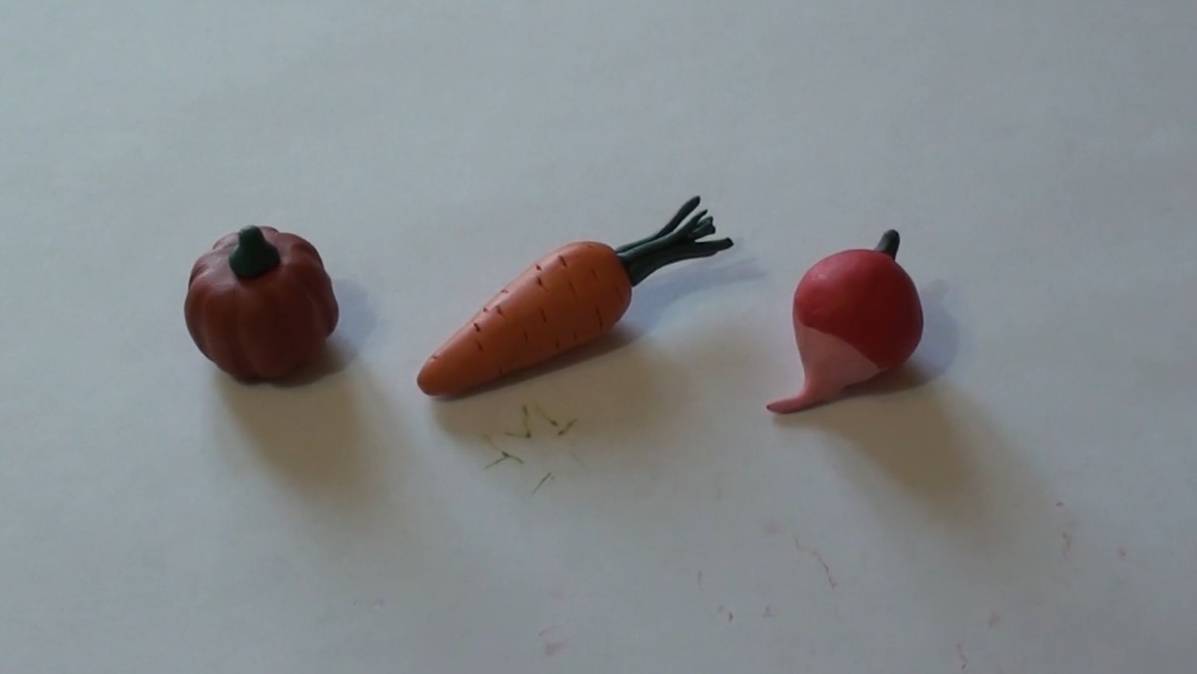 Как слепить овощи из пластилина. Морковь, тыква и редиска смотреть онлайн