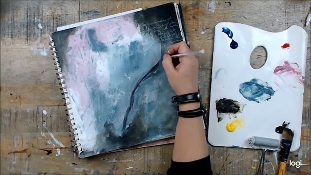 Art journal series - Abstract painting using brayer and palette knife смотреть онлайн