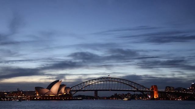 Sydney Opera House and Harbour Bridge sunset Canon EOS R 4K timelapse смотреть онлайн