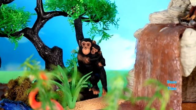 Safari Animal Figurines - Lake and Waterfall Scenery Set - Learn Animal Names For Kids смотреть онлайн
