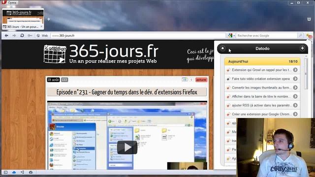 Episode n°232 - Bientôt une extension Datodo pour Opera ( www.365-jours.fr ) смотреть онлайн