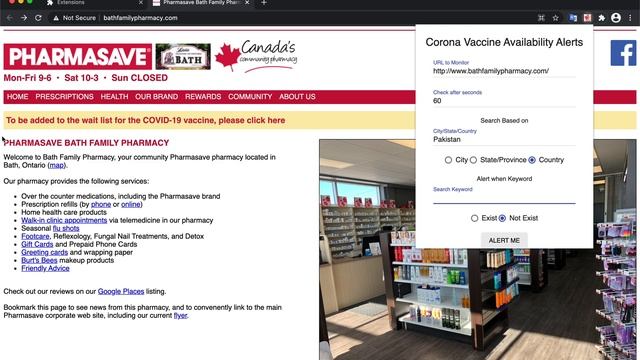 Corona Vaccine Availability Alerts Chrome Extension Software смотреть онлайн