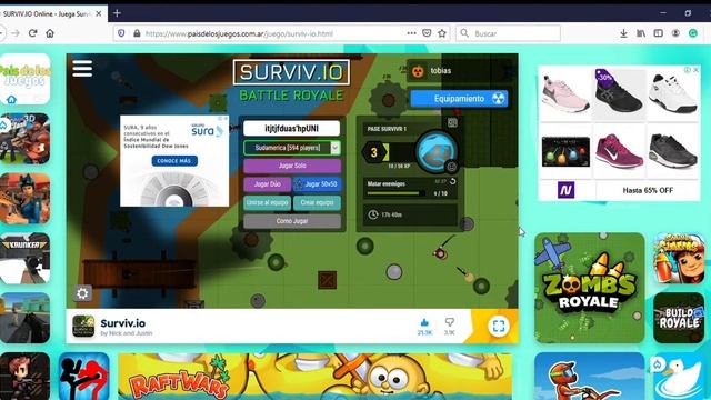 SURVIV IO Online Juega Surviv io Gratis en PaisdelosJuegos Mozilla Firefox 7 11 2019 10 20 25 смотреть онлайн