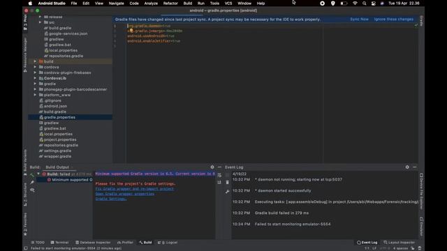 Android Studio Error Gradle Sync Failed - Error Minimum Support Gradle