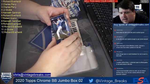 Vintage Breaks Live Stream: 8-8-20: VB South Has Topps Chrome Jumbo смотреть онлайн