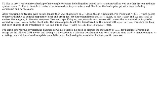 Unix & Linux: How to store an rsync backup of my system on a NFS mount? смотреть онлайн