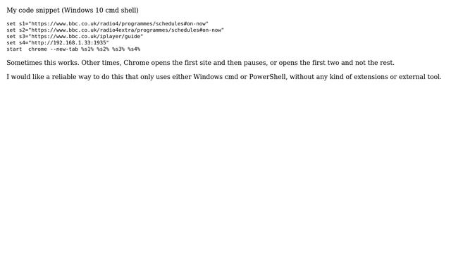 Reliable way to open a group of URLs using Google Chrome on Windows 10 from the command line (batch смотреть онлайн