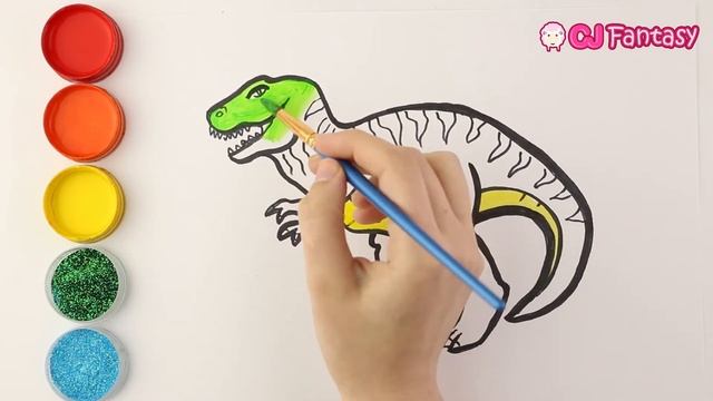 Drawing and coloring a Dinosaur - How to Draw Animals color page for children смотреть онлайн
