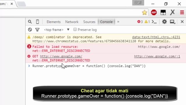 Tutorial Cheat Dinosaurus Runner di Google Chrome смотреть онлайн