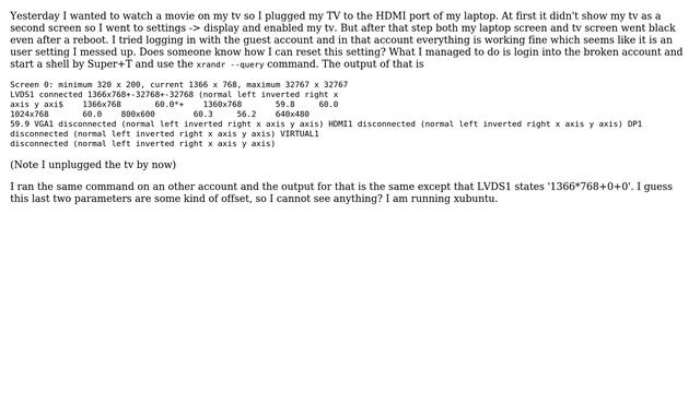 Ubuntu: No display after connecting tv over HDMI on both tv and laptop screen смотреть онлайн