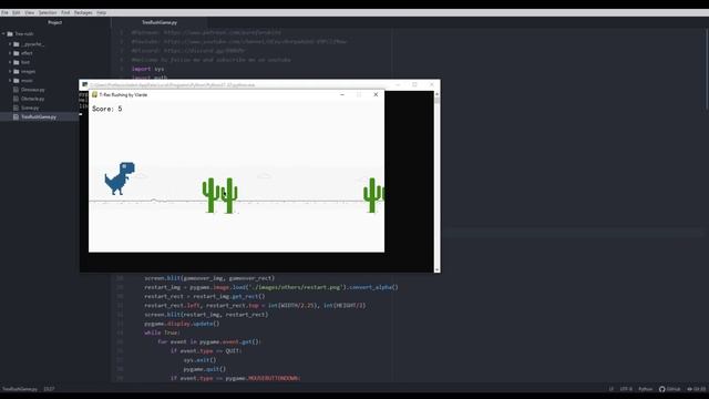 Coding google offline TRex game with python PyGame! смотреть онлайн