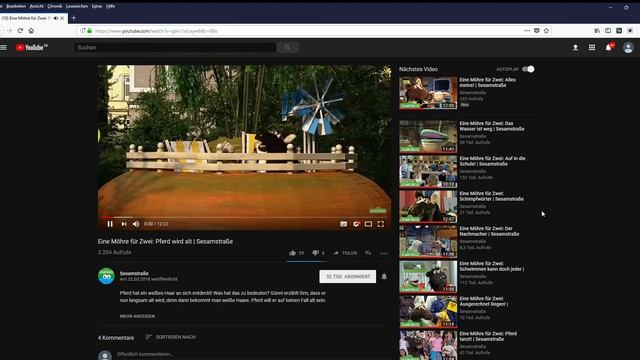 10 Eine Möhre für Zwei Pferd wird alt Sesamstraße YouTube Mozilla Firefox 10 04 2018 19 40 3 смотреть онлайн
