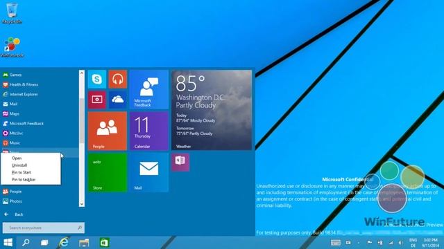 Microsoft Windows 9 - Start Menu and Notification Center смотреть онлайн
