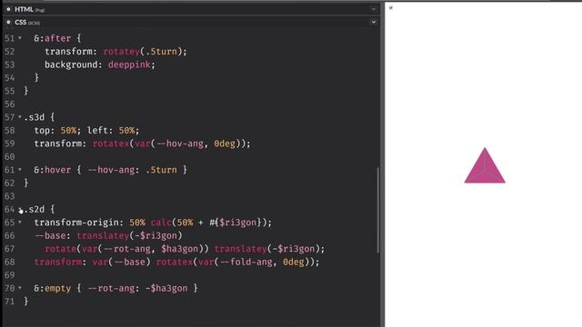Folding a tetrahedron (interactive, pure CSS 3D) смотреть онлайн