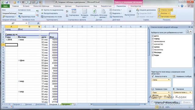 Курс Excel_Базовый - Урок №20.2 Сводные таблицы. Диаграммы и группировка смотреть онлайн