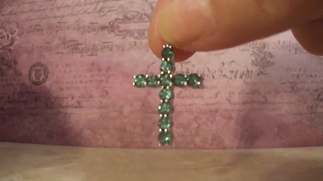 Green Apatite Sterling Silver Cross Pendant w/ Sterling Silver Curb Chain смотреть онлайн