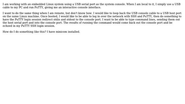 Redirect serial console for ssh/minicom смотреть онлайн