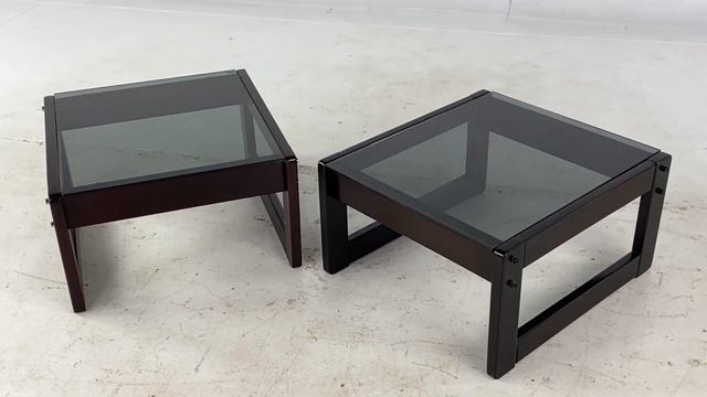 Percival Lafer Mid Century Brazilian Rosewood and Smoked Glass Side End Table - Pair смотреть онлайн