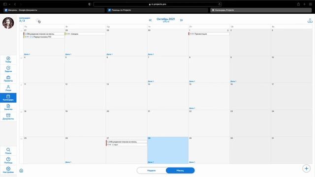 Режимы календаря в системе Projecto смотреть онлайн