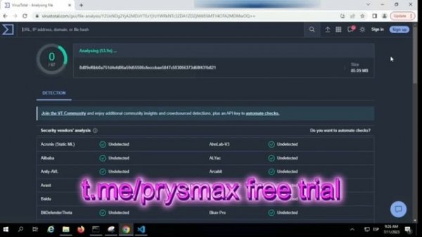 Prysmax FUD Grabber VS Virustotal