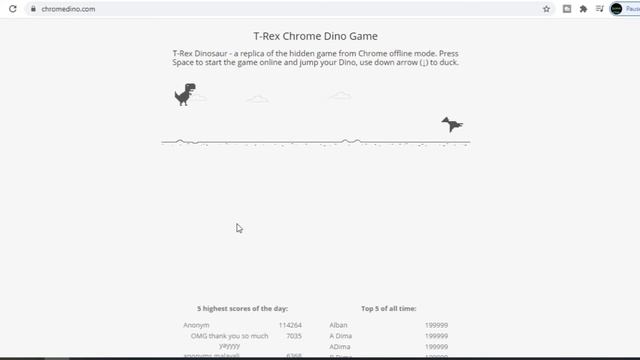 Google chrome Dino. PC games play. (1080P) смотреть онлайн