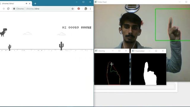 Chrome's Dinosaur game using hand gesture смотреть онлайн