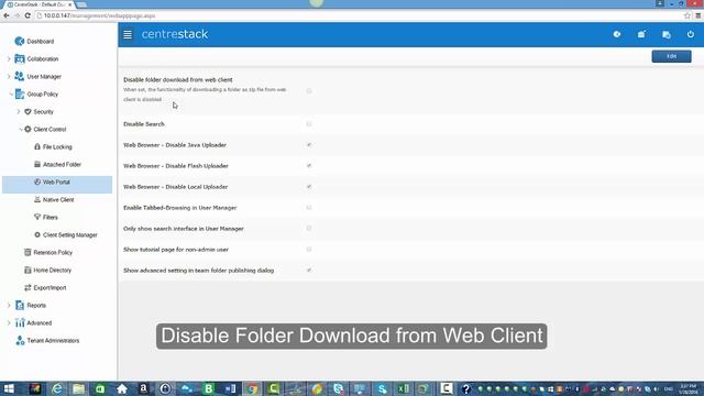 Disable Download Folder from Web Client смотреть онлайн