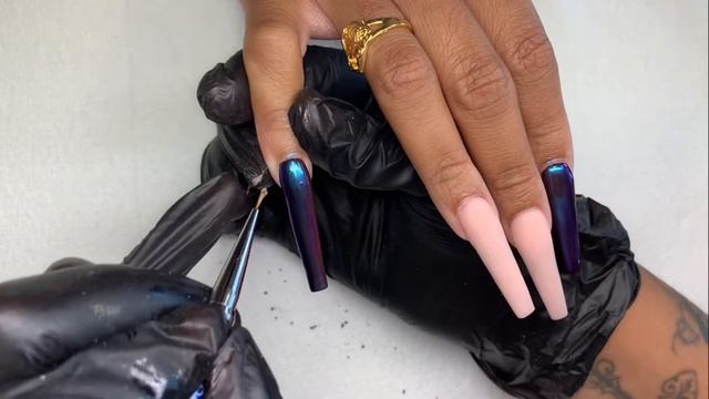 Watch me work | Fall inspired Nail design💙🍂 3D chrome nail art plus stone placement tips💅🏽✨ смотреть онлайн