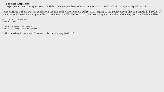 Chrome Equivalent of %s address bar trick in Firefox смотреть онлайн
