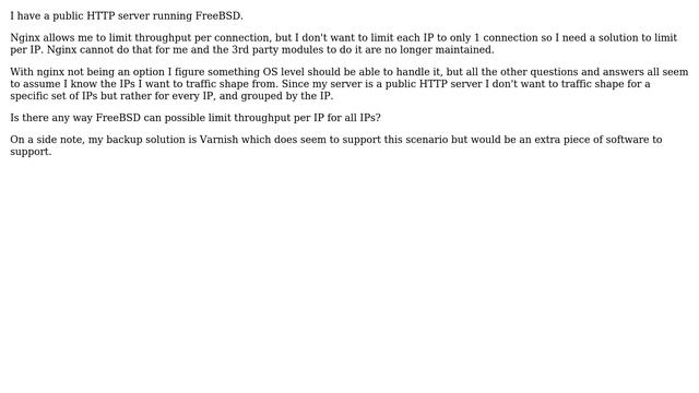 FreeBSD bandwidth throttling per IP смотреть онлайн