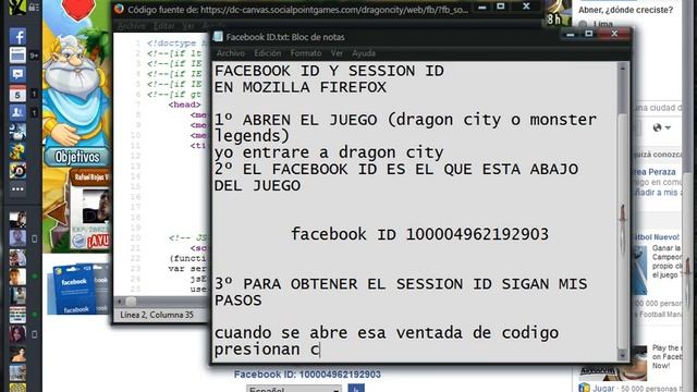 Como obtener Facebook ID y session ID para dragon city (FIREFOX) смотреть онлайн