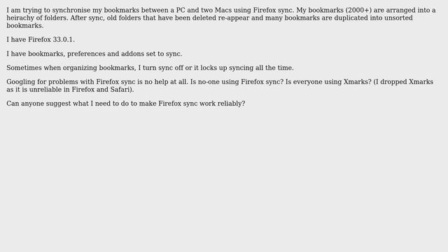 How to make Firefox sync reliable: new bookmarks are lost and old bookmarks reappear in unsorted? смотреть онлайн