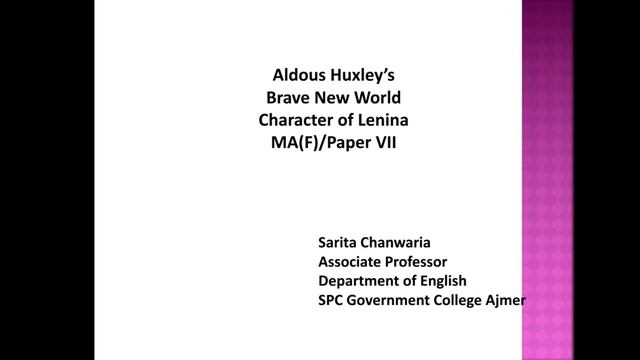 MA(F)/ VII/ Huxley's Brave New World - Character of Lenina смотреть онлайн