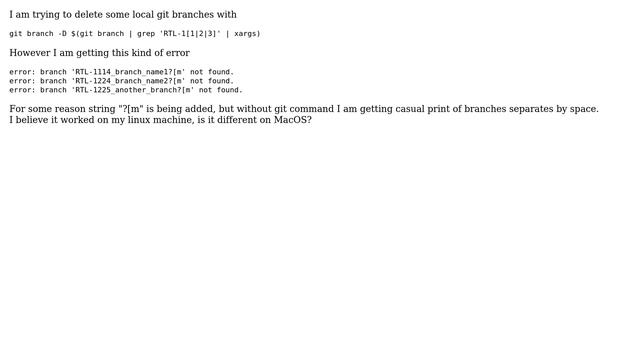 Unix & Linux: Mac OS xargs adds '?[m' at the end of line смотреть онлайн