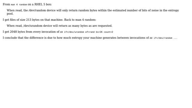 Unix & Linux: Why does dd from /dev/random give different file sizes? (4 Solutions!!) смотреть онлайн