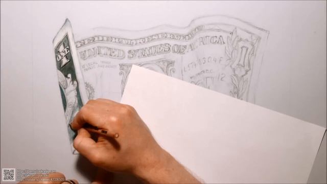 Таймлапс рисования однодолларовой купюры. Фотореалистичный рисунок банкноты в один доллар США смотреть онлайн