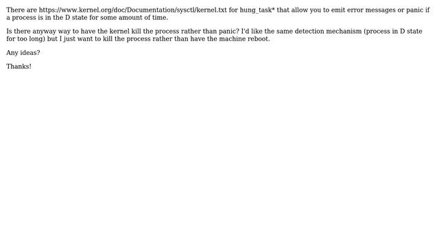 Unix & Linux: Kill process instead of panic on hung_task смотреть онлайн
